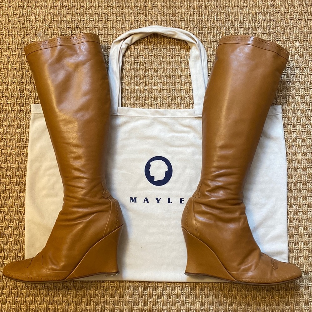 Jane Mayle Vintage Tan Wedge Boots